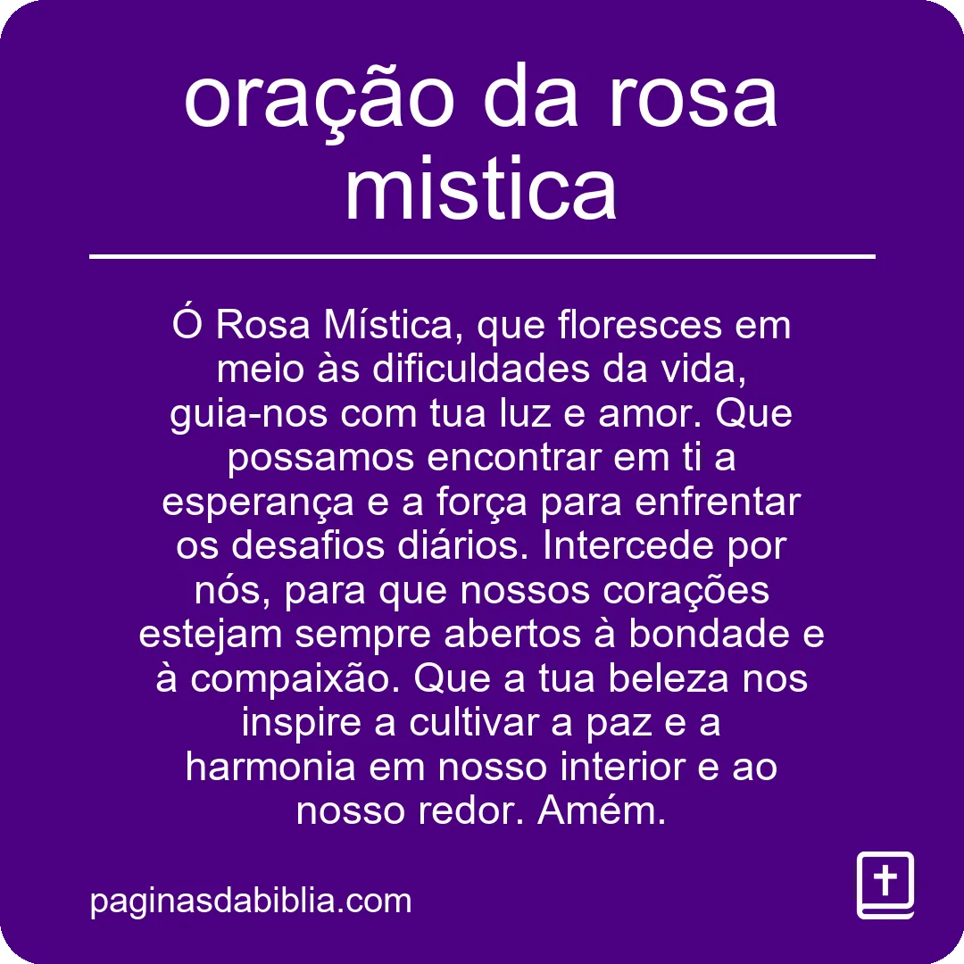 oração da rosa mistica