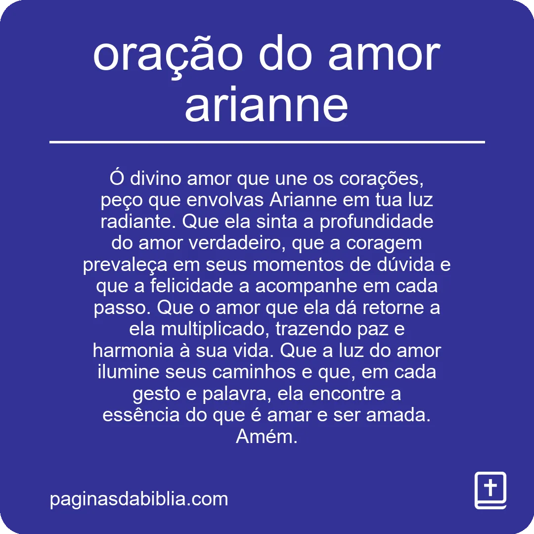 oração do amor arianne