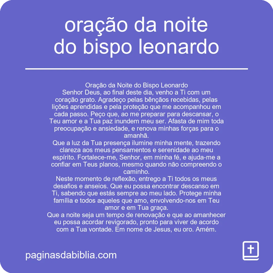 oração da noite do bispo leonardo