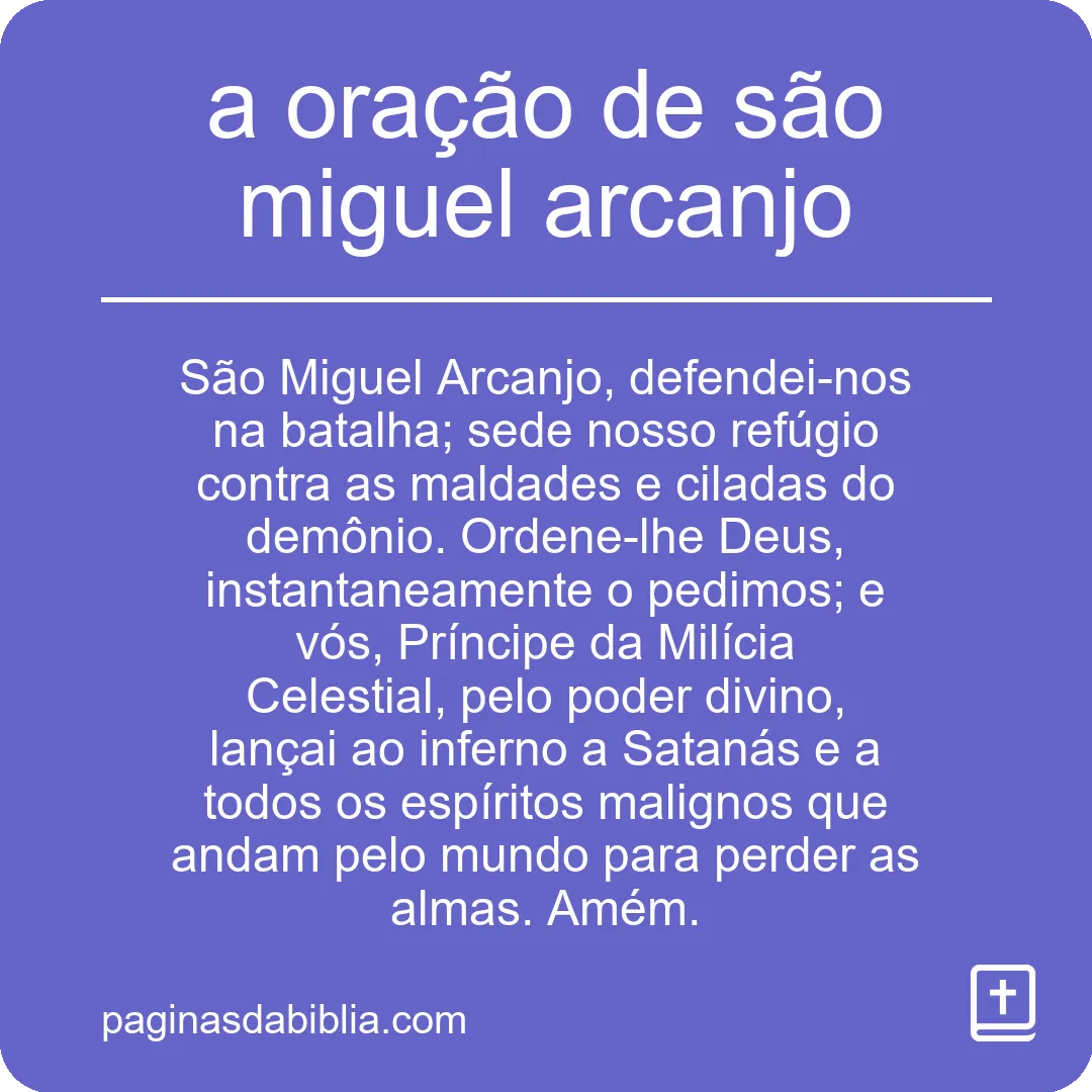 a oração de são miguel arcanjo