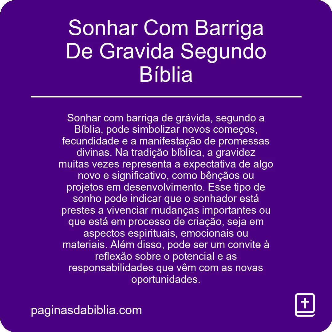 Sonhar Com Barriga De Gravida Segundo Bíblia