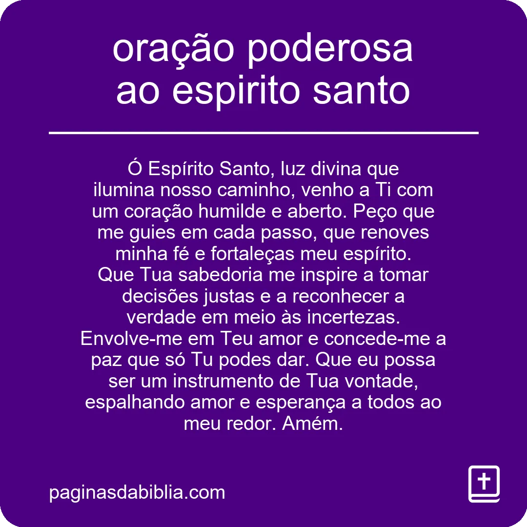 oração poderosa ao espirito santo