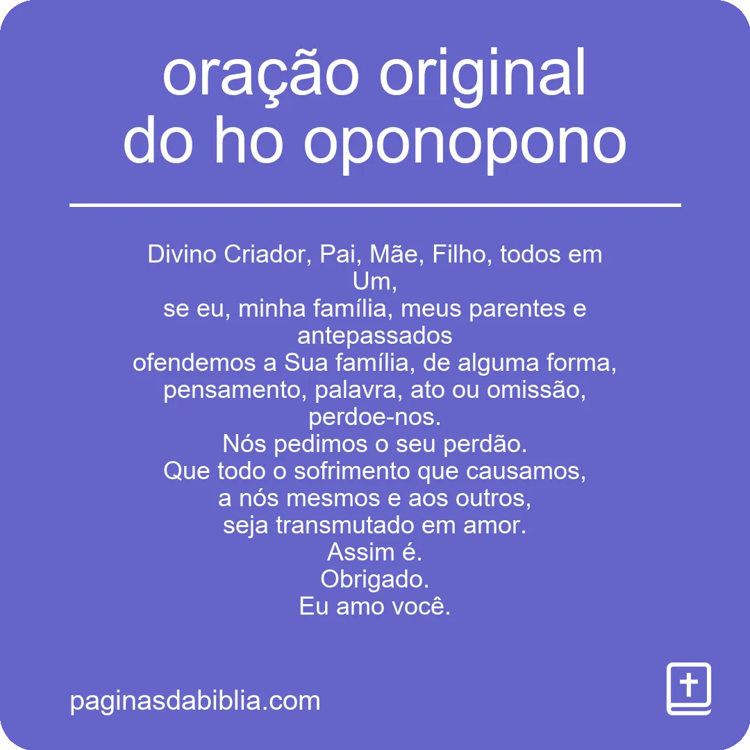 oração original do ho oponopono