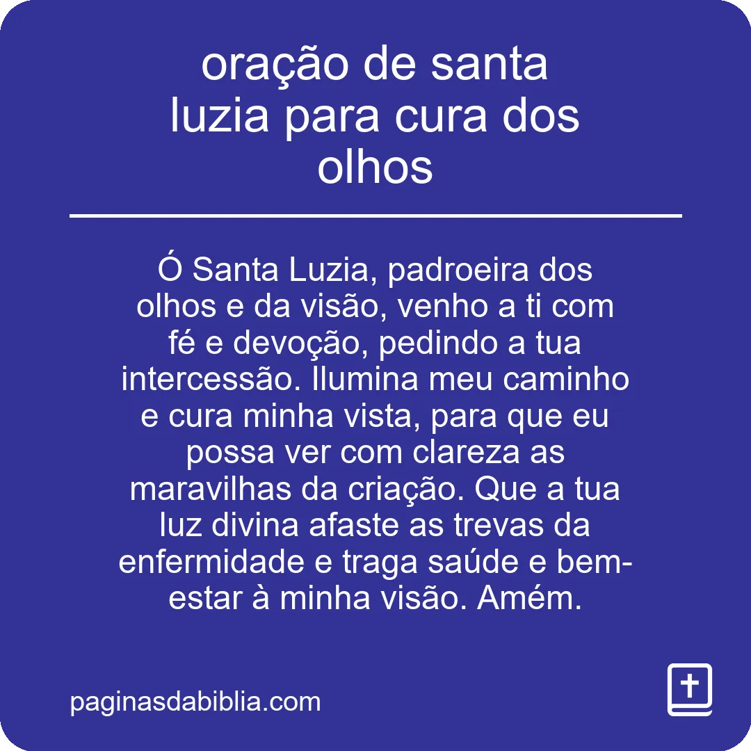 oração de santa luzia para cura dos olhos