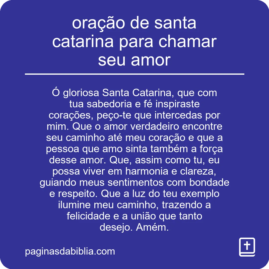 oração de santa catarina para chamar seu amor