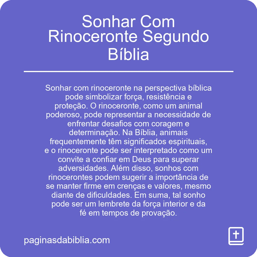 Sonhar Com Rinoceronte Segundo Bíblia