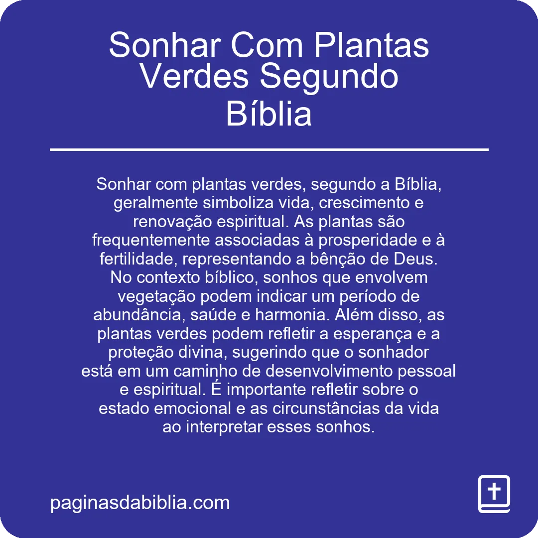 Sonhar Com Plantas Verdes Segundo Bíblia