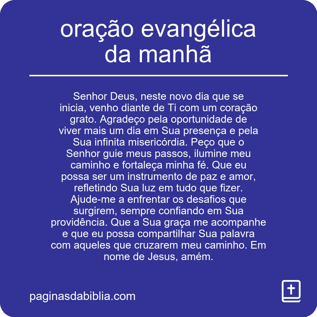 oração evangélica da manhã