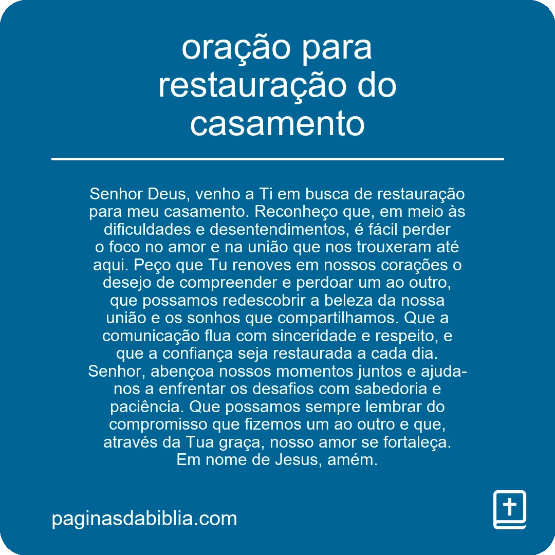 oração para restauração do casamento