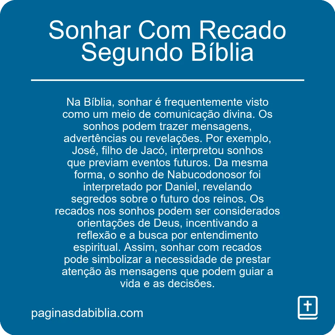 Sonhar Com Recado Segundo Bíblia