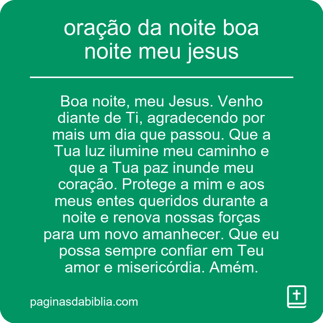 oração da noite boa noite meu jesus