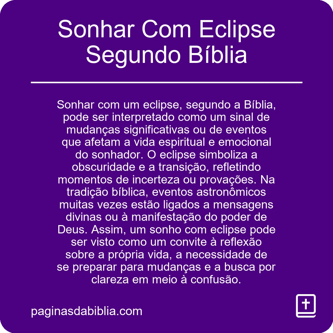 Sonhar Com Eclipse Segundo Bíblia