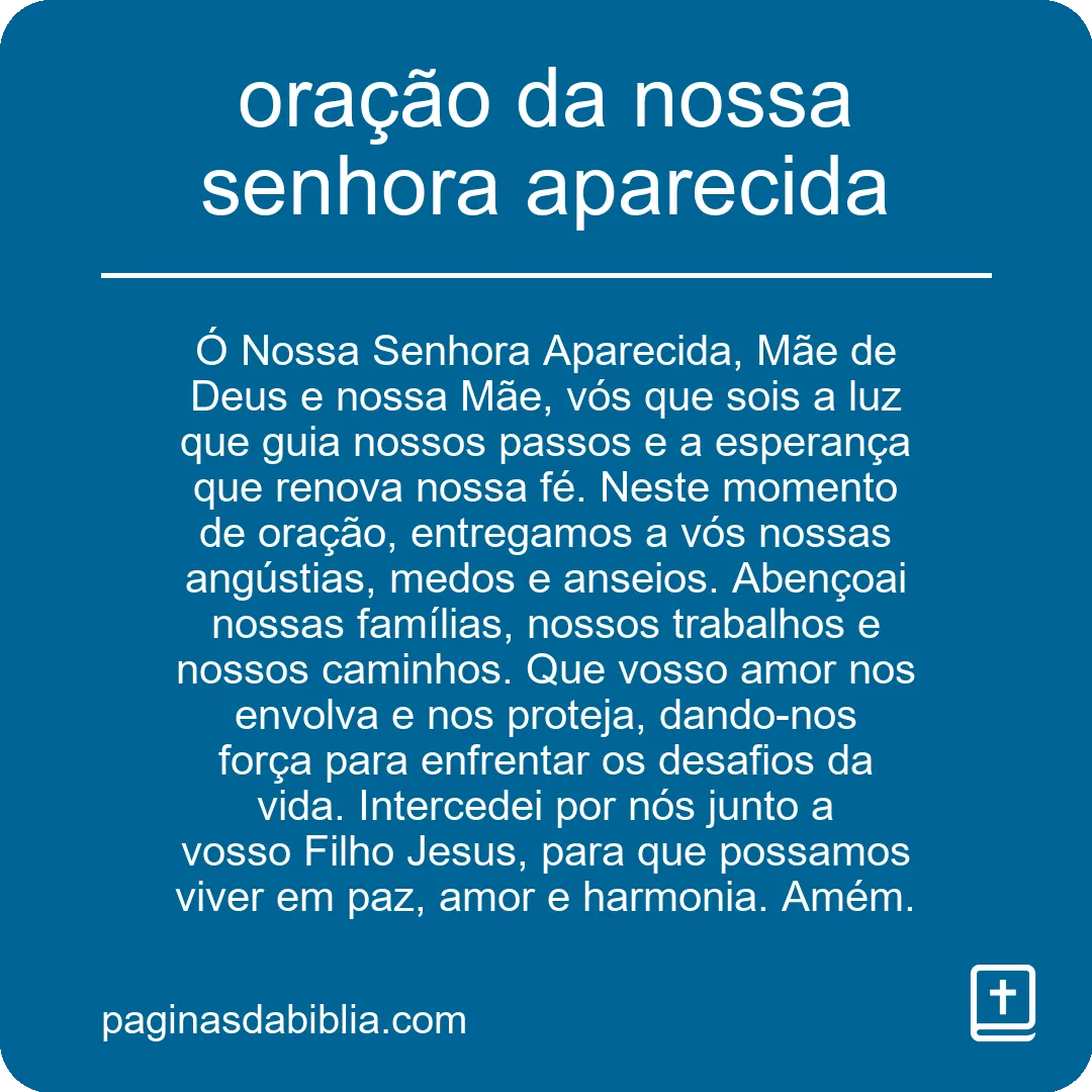 oração da nossa senhora aparecida