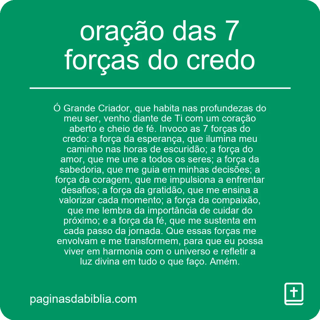 oração das 7 forças do credo