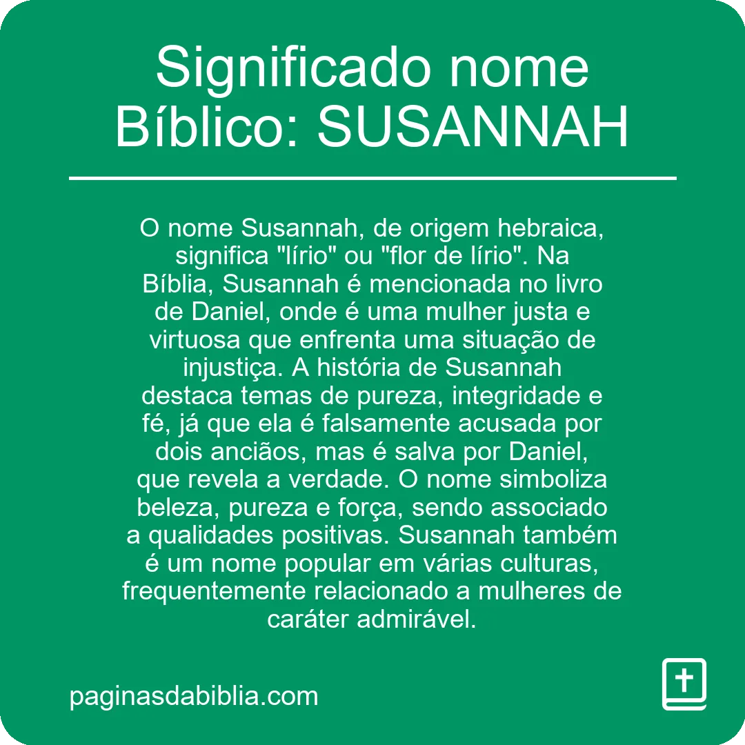 Significado nome Bíblico: SUSANNAH