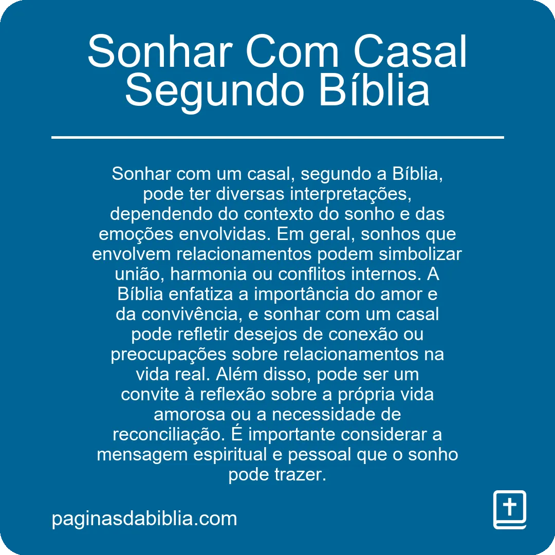 Sonhar Com Casal Segundo Bíblia