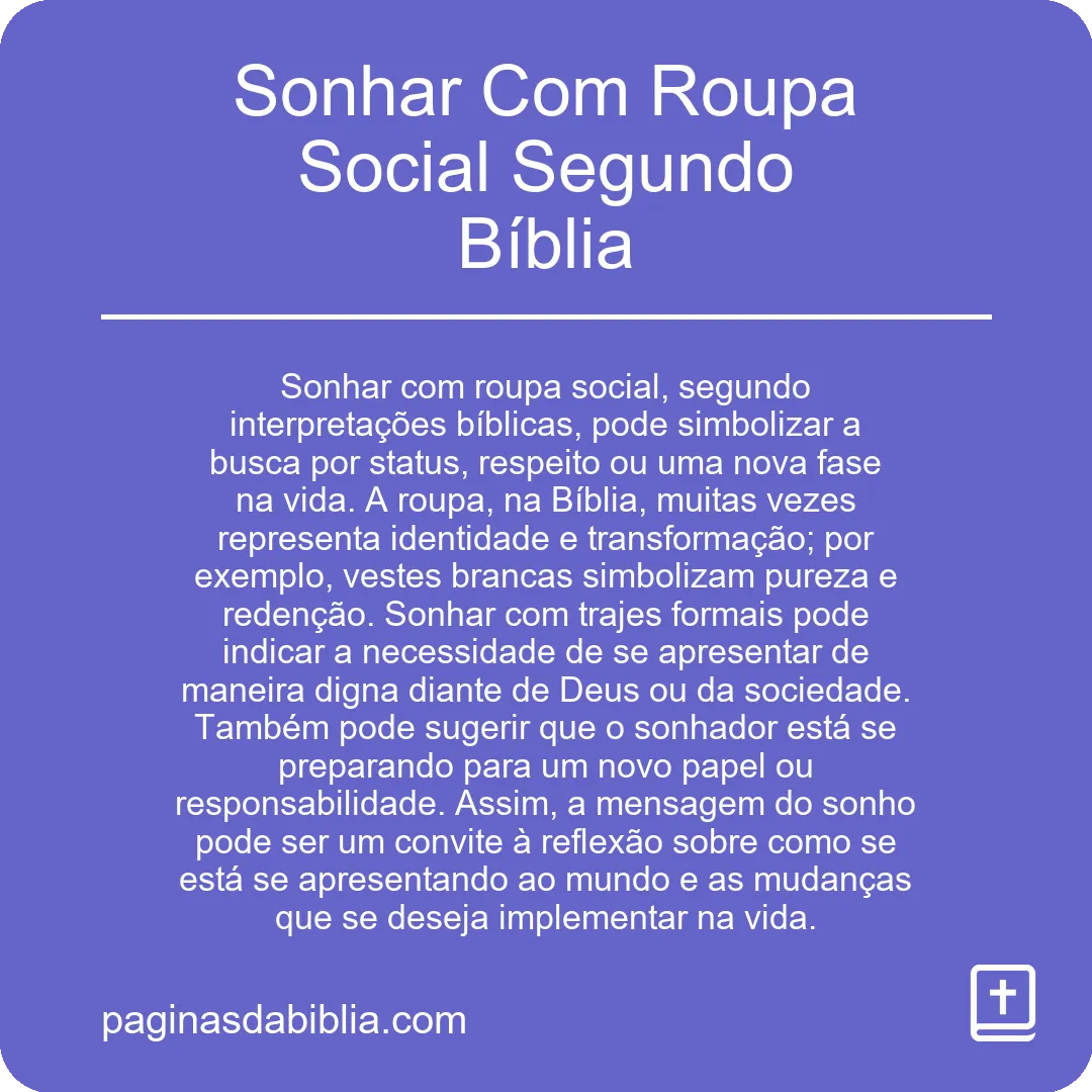 Sonhar Com Roupa Social Segundo Bíblia