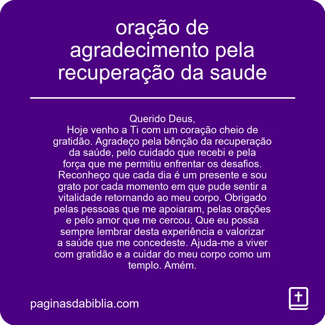 oração de agradecimento pela recuperação da saude