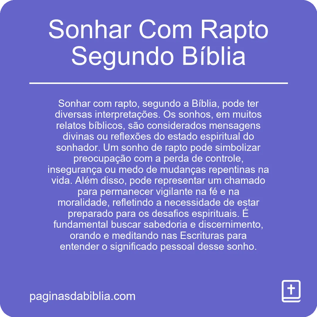 Sonhar Com Rapto Segundo Bíblia