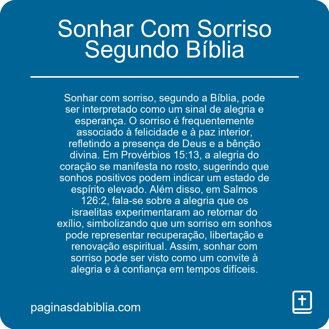 Sonhar Com Sorriso Segundo Bíblia