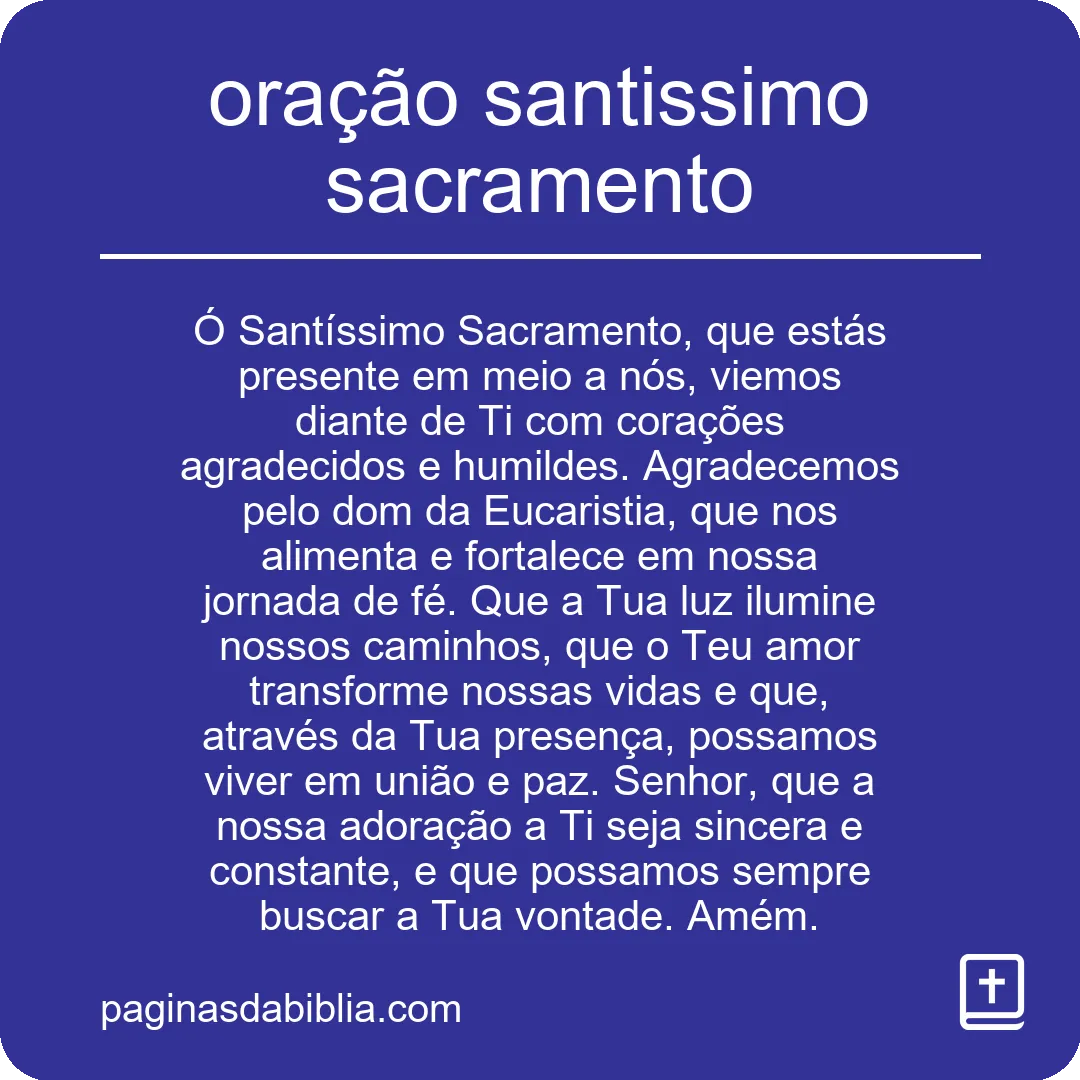 oração santissimo sacramento