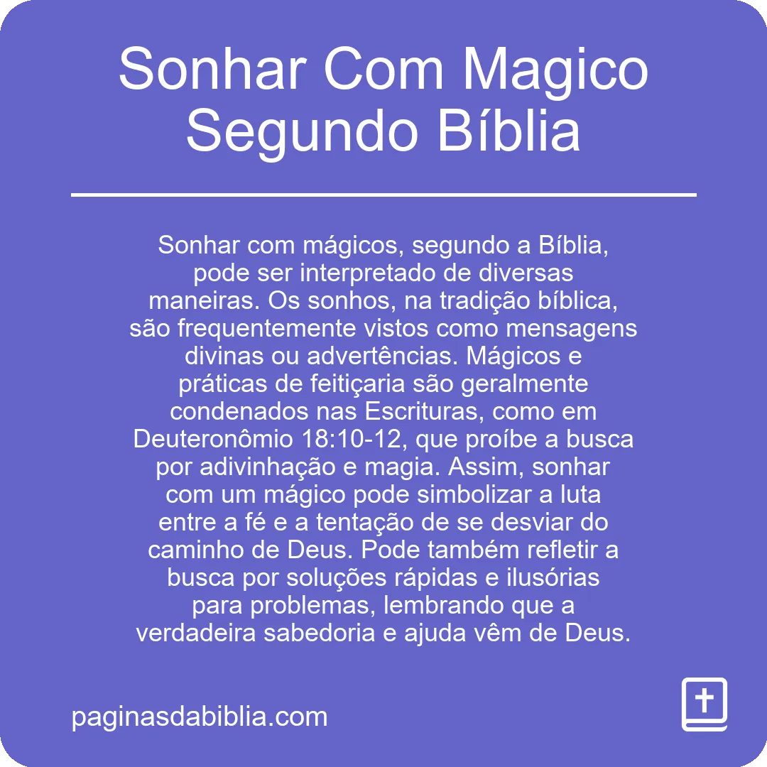 Sonhar Com Magico Segundo Bíblia