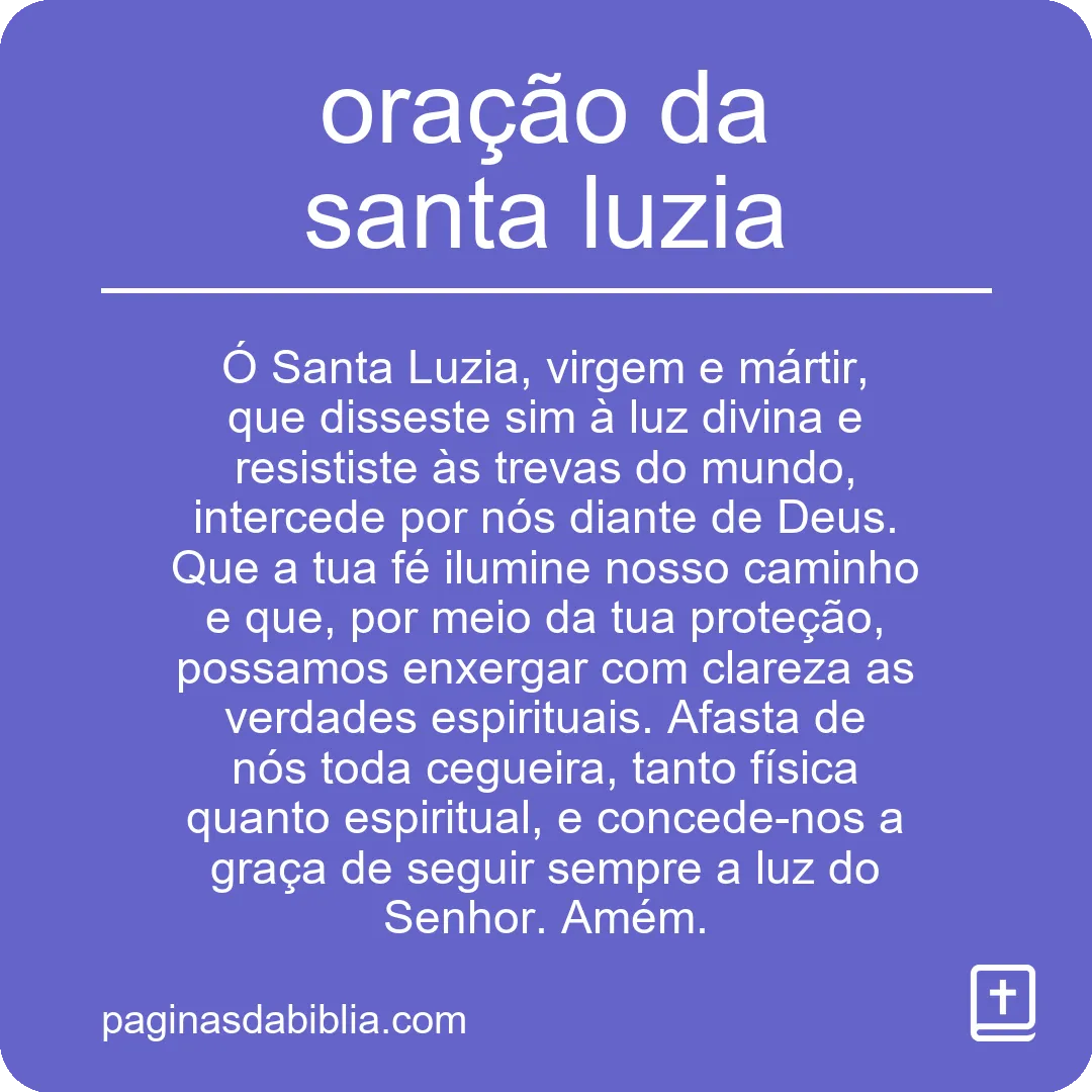 oração da santa luzia