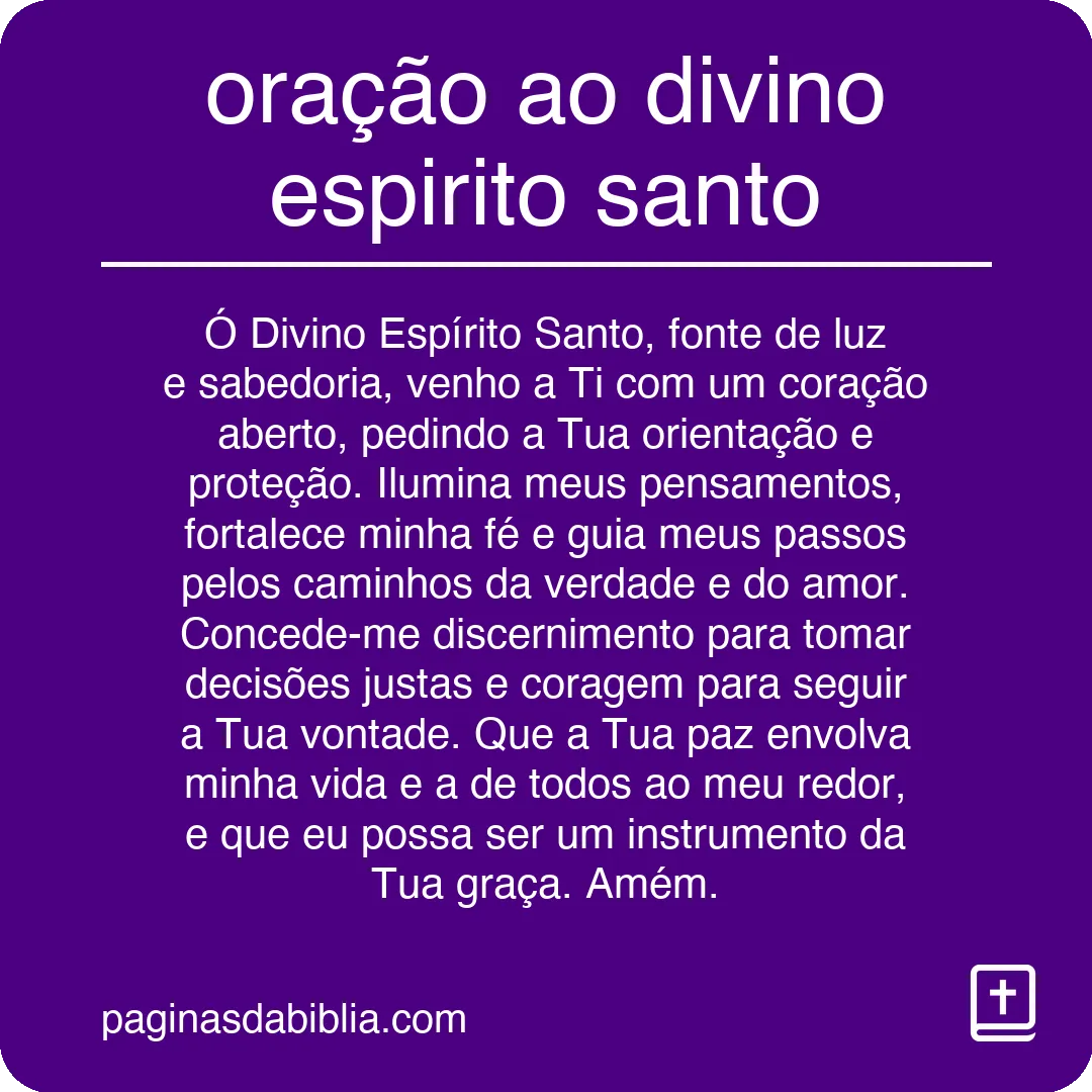 oração ao divino espirito santo