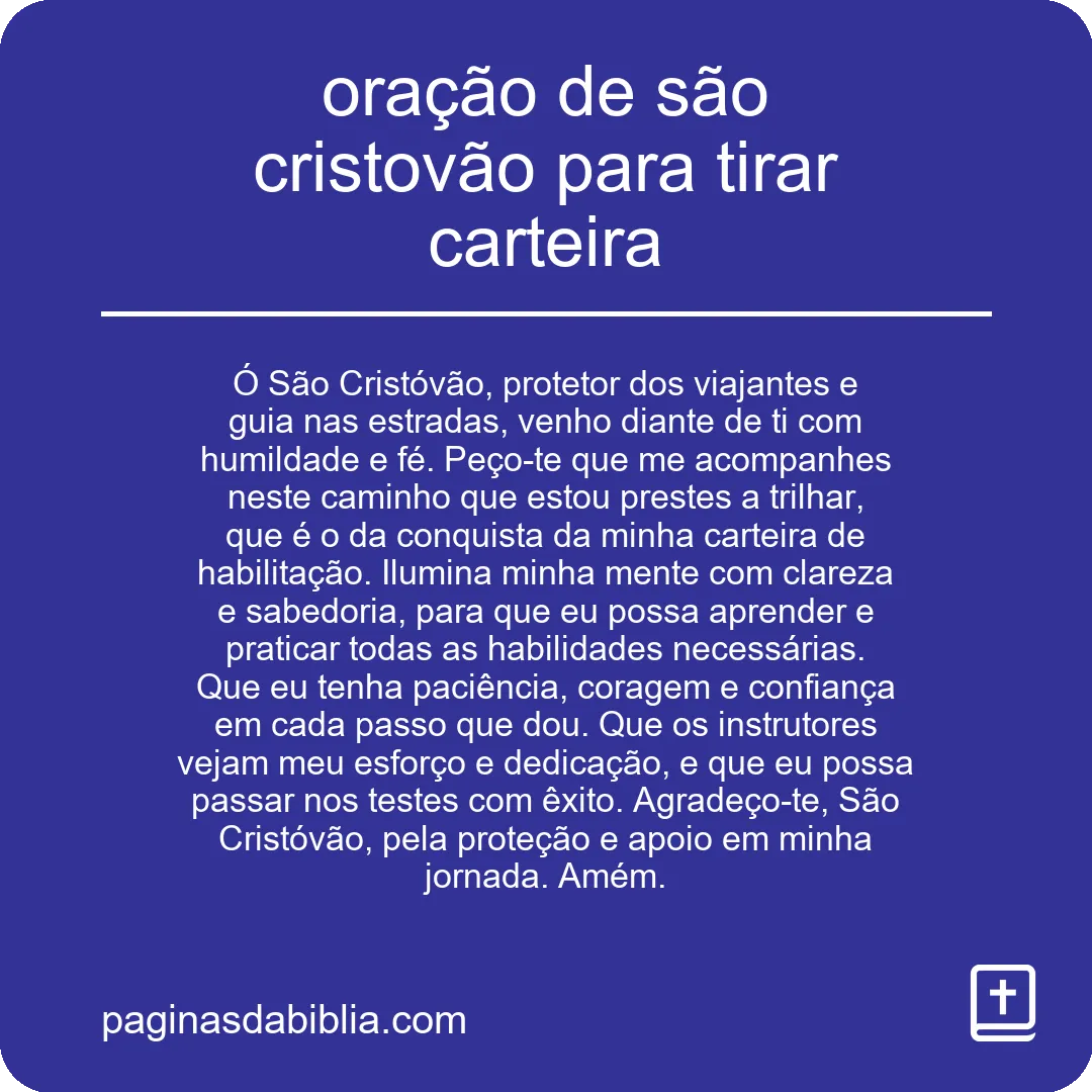 oração de são cristovão para tirar carteira