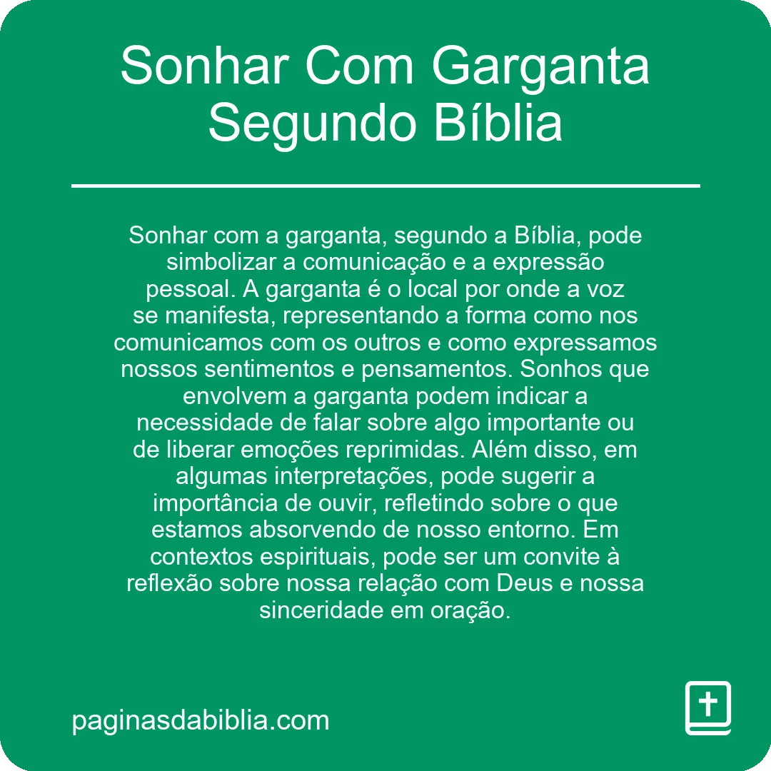 Sonhar Com Garganta Segundo Bíblia