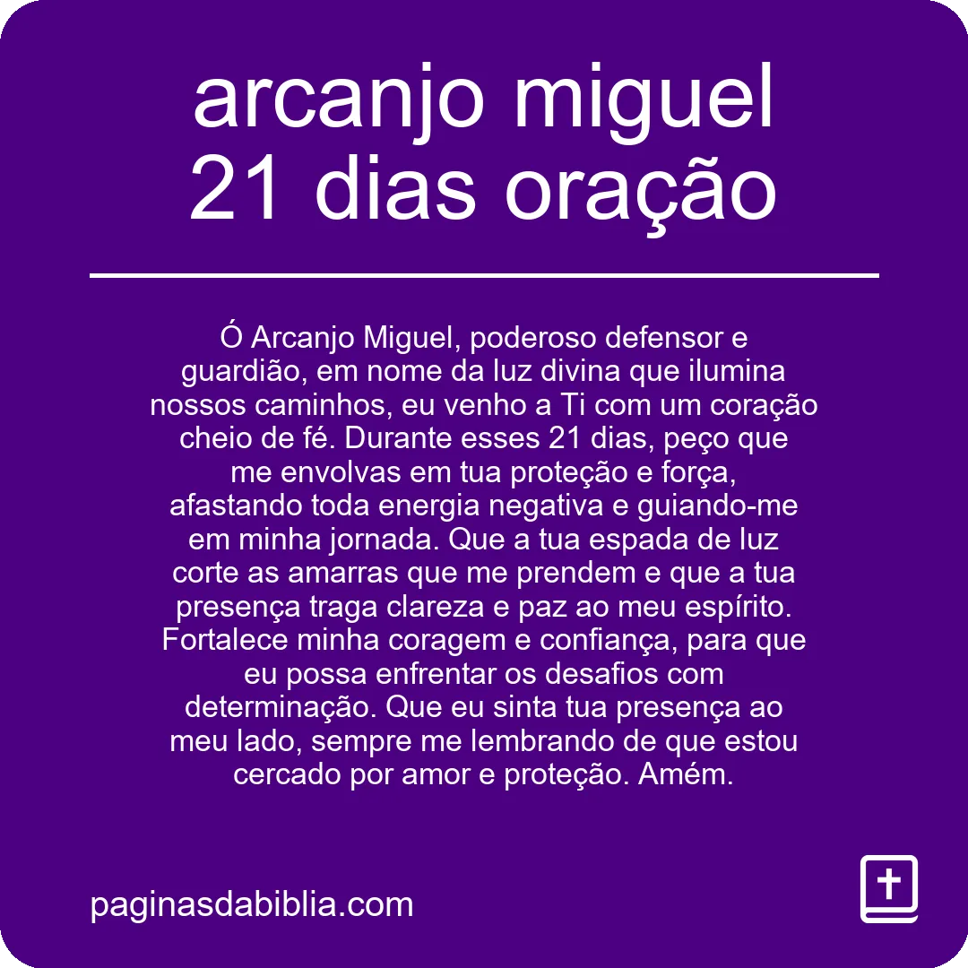 arcanjo miguel 21 dias oração