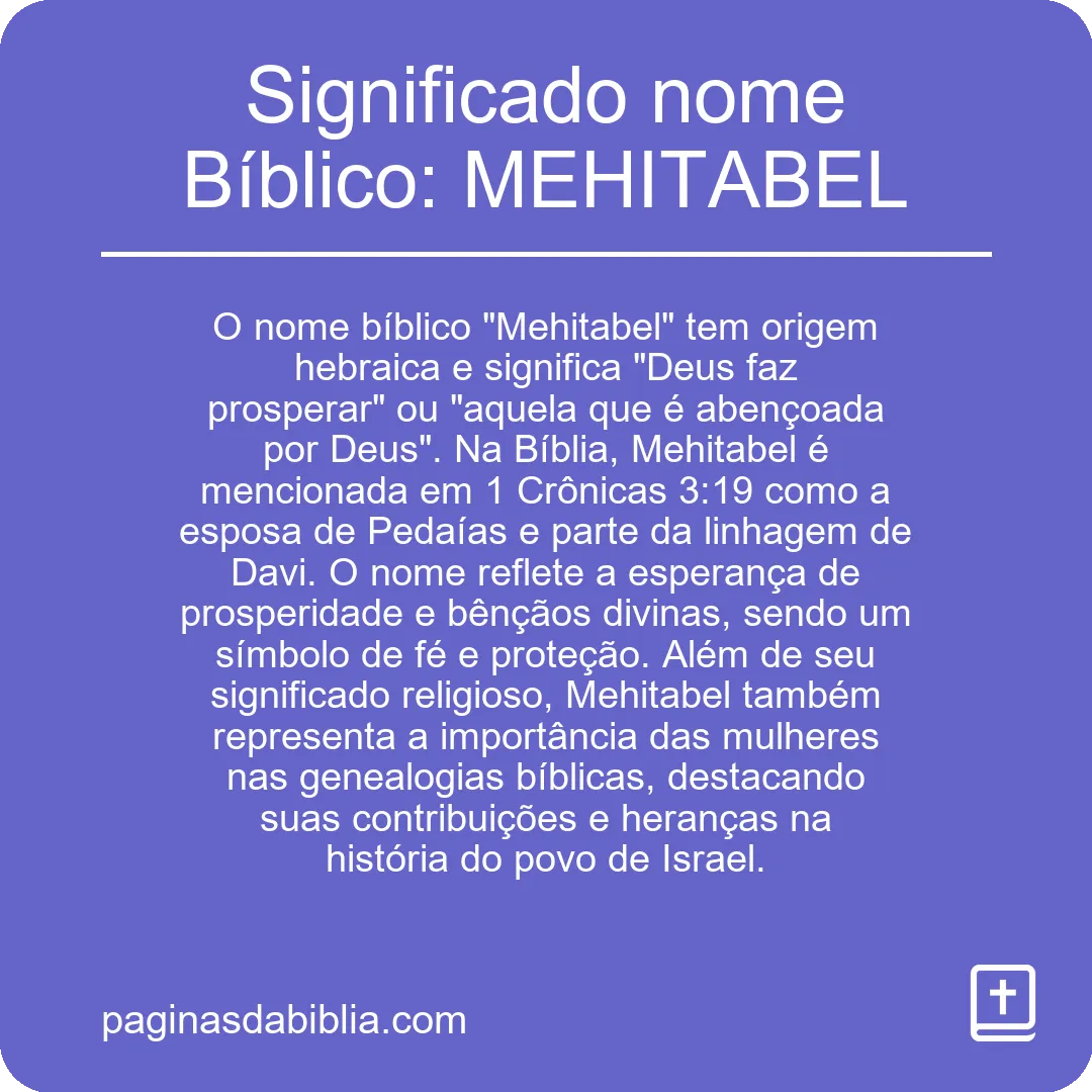 Significado nome Bíblico: MEHITABEL