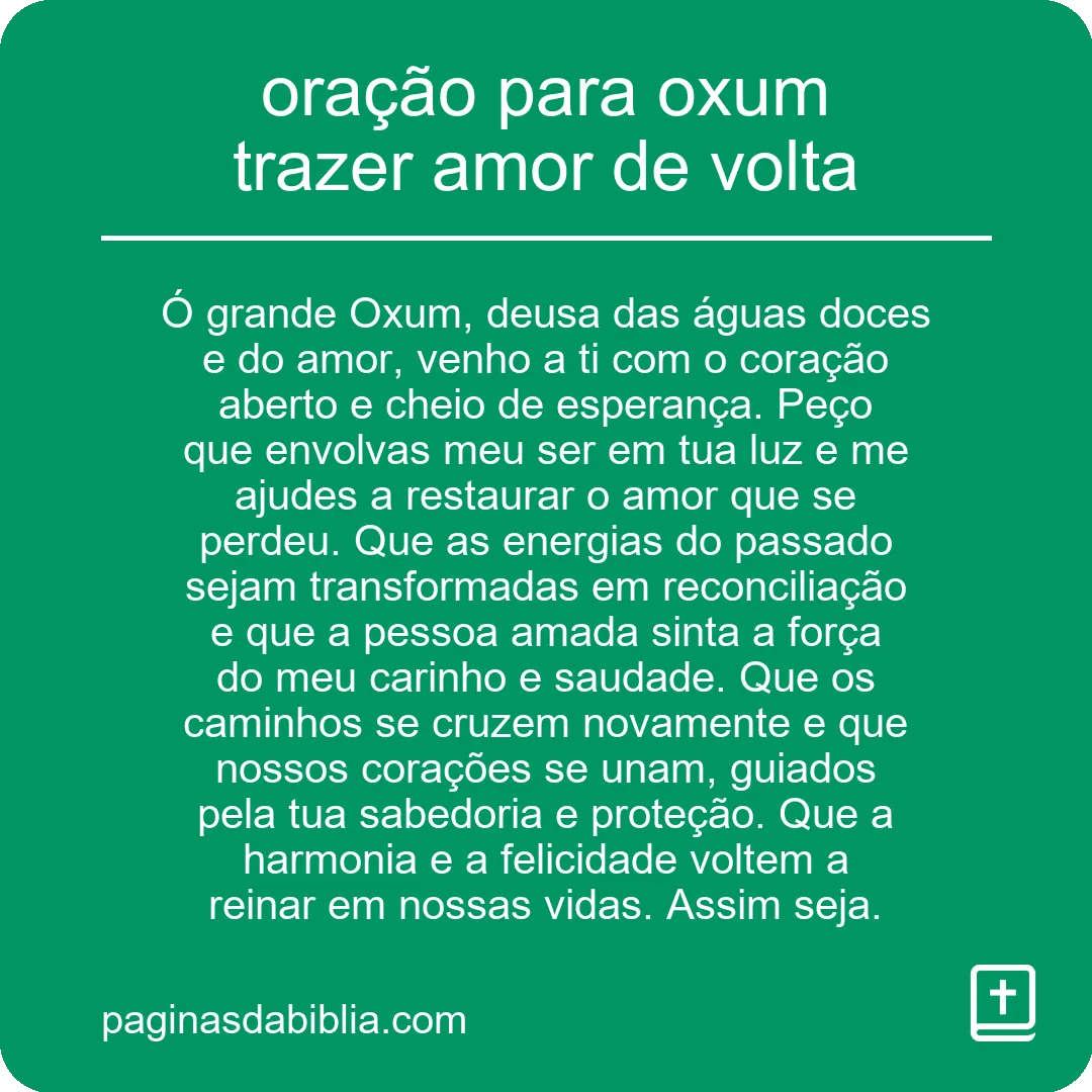 oração para oxum trazer amor de volta