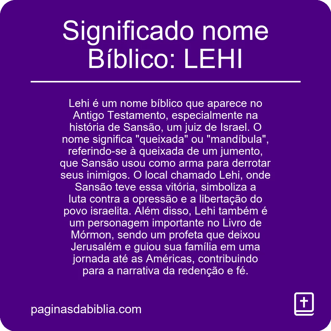 Significado nome Bíblico: LEHI