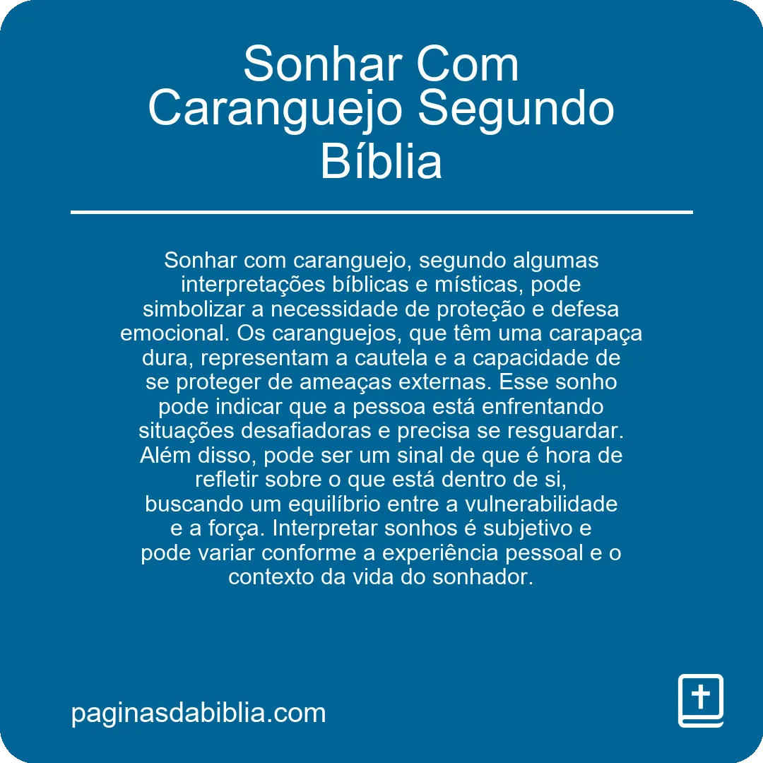 Sonhar Com Caranguejo Segundo Bíblia