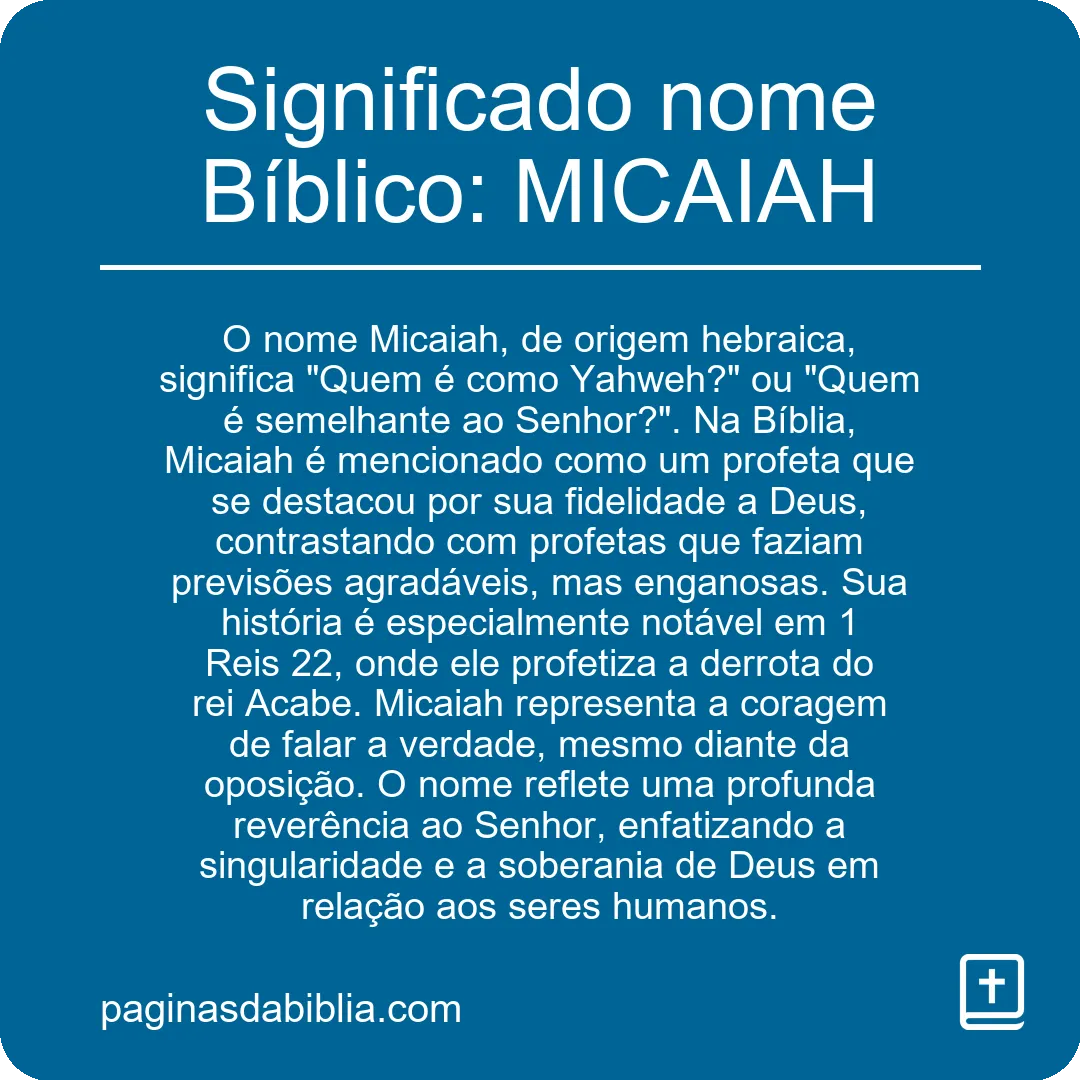 Significado nome Bíblico: MICAIAH