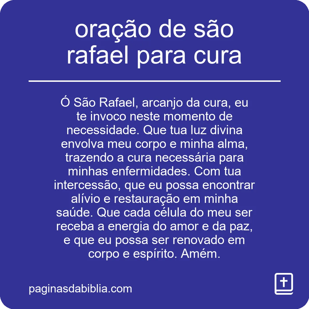 oração de são rafael para cura