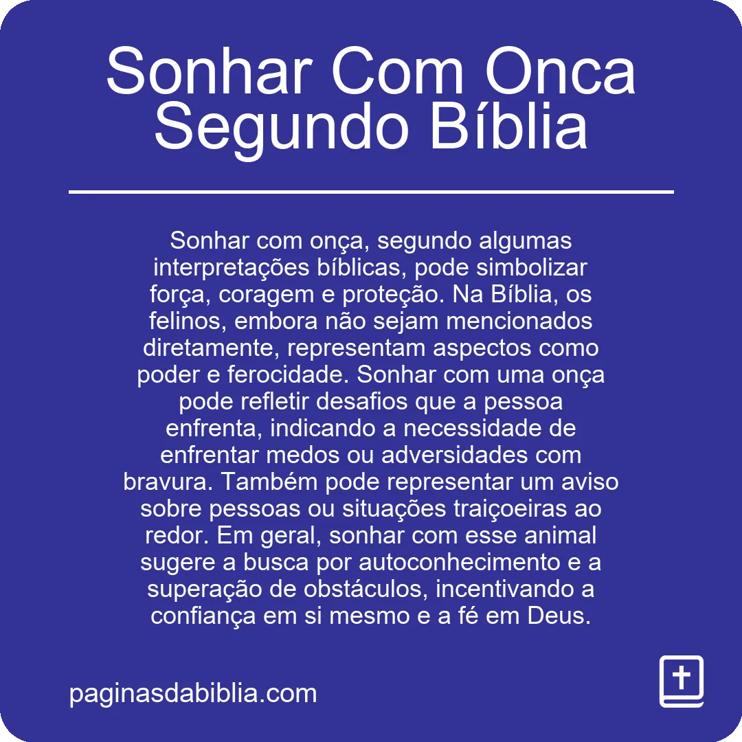 Sonhar Com Onca Segundo Bíblia