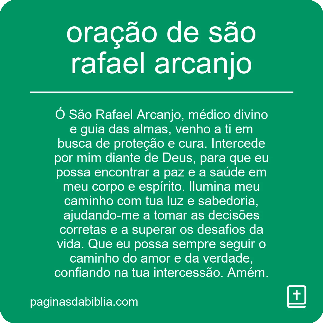 oração de são rafael arcanjo