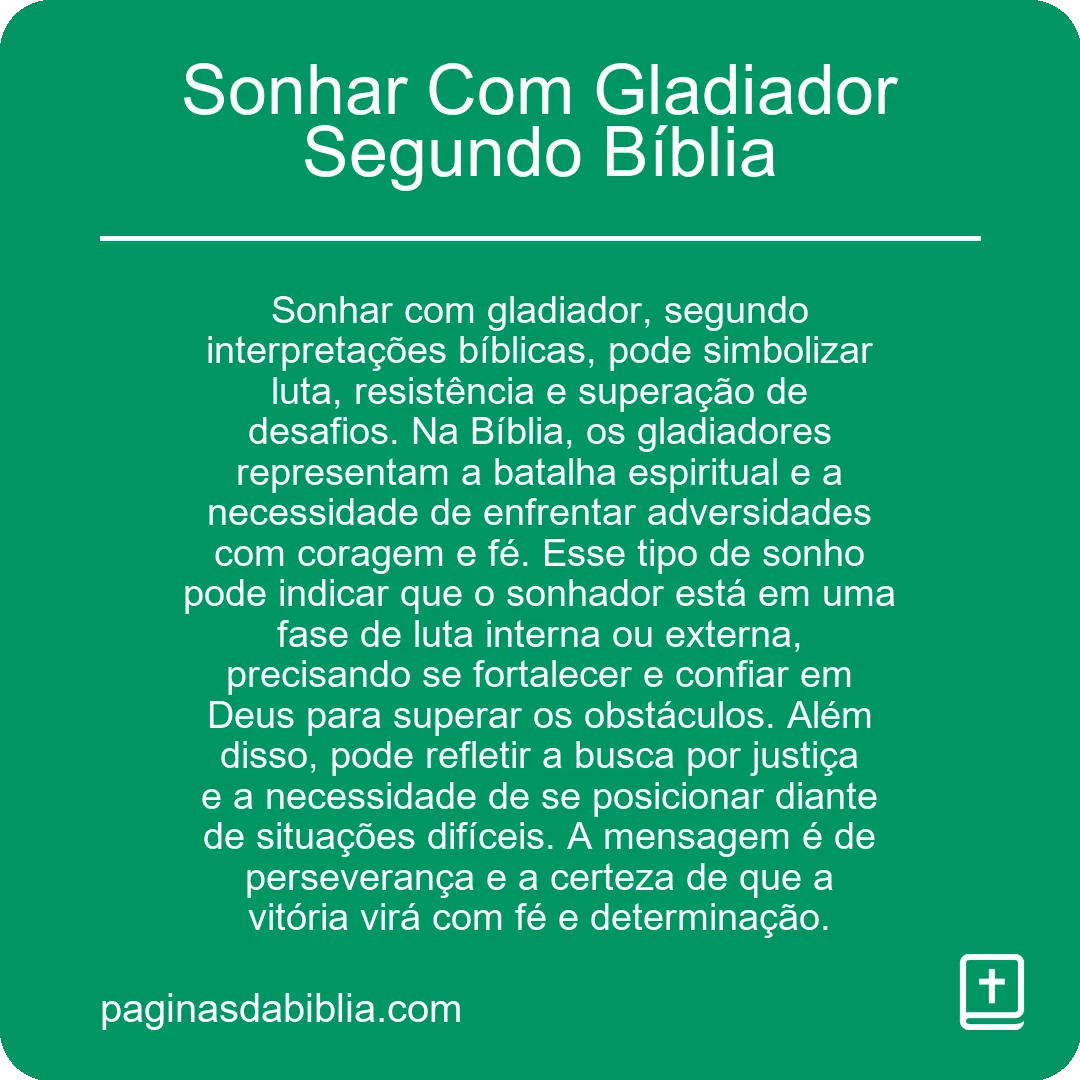 Sonhar Com Gladiador Segundo Bíblia