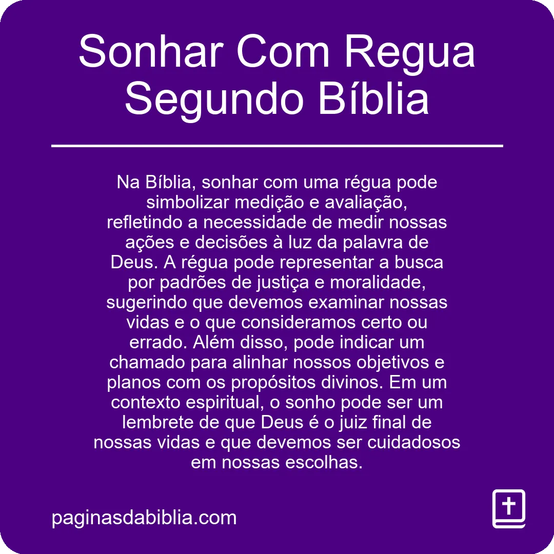 Sonhar Com Regua Segundo Bíblia