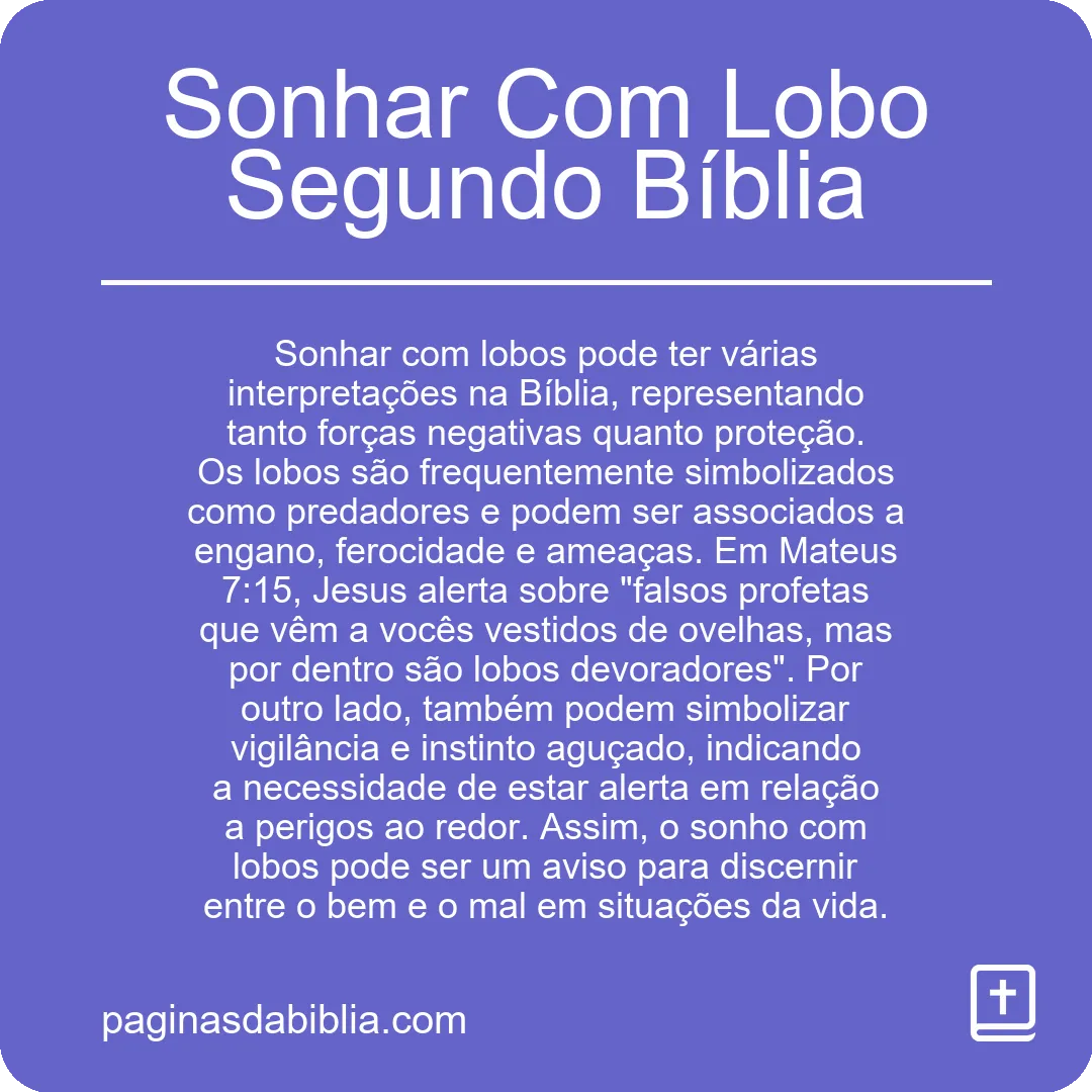 Sonhar Com Lobo Segundo Bíblia