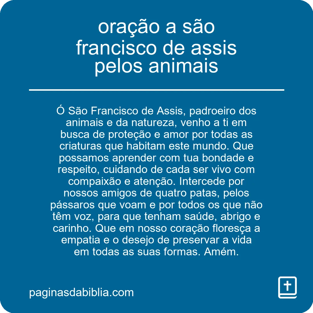 oração a são francisco de assis pelos animais