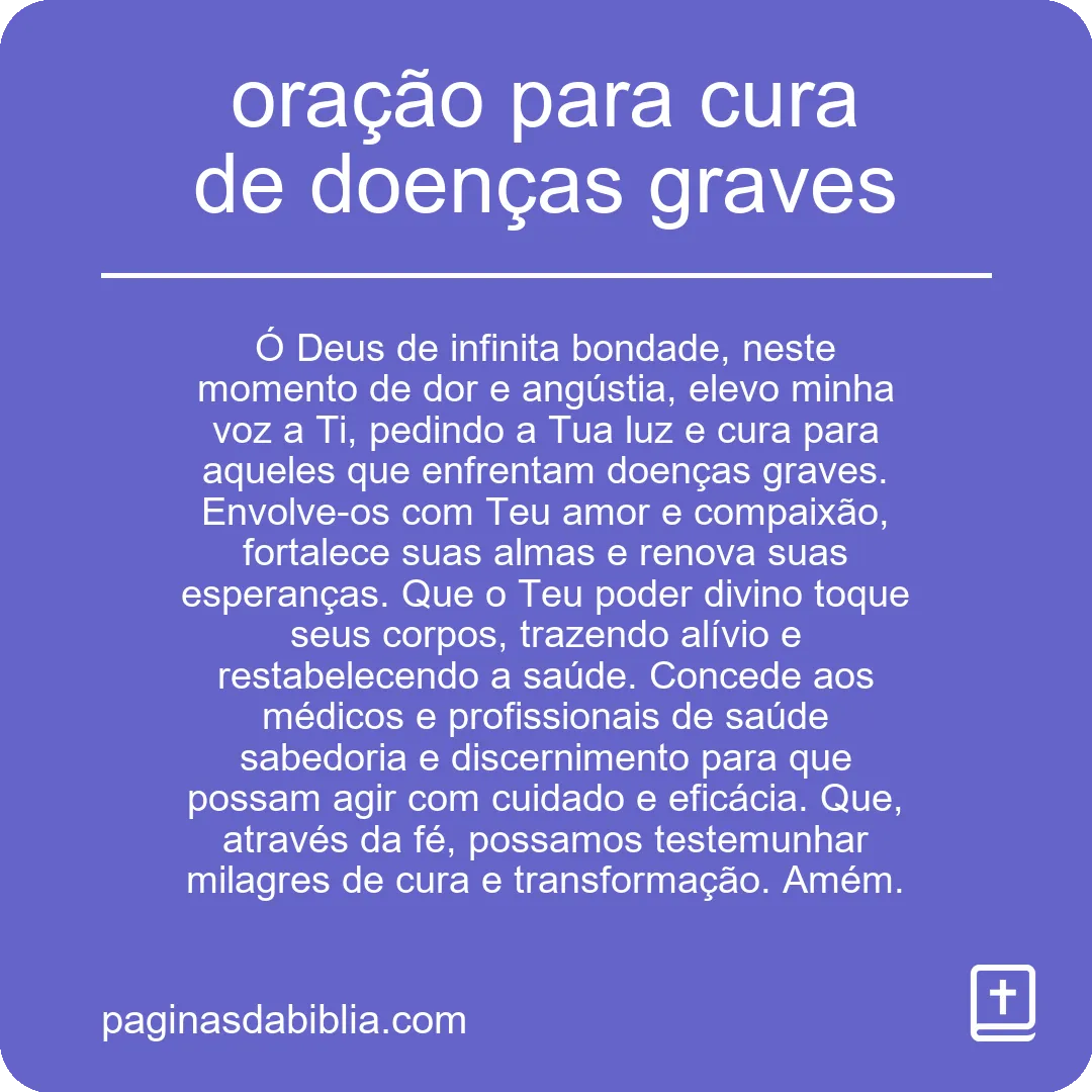 oração para cura de doenças graves