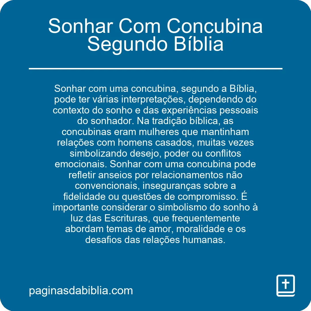 Sonhar Com Concubina Segundo Bíblia