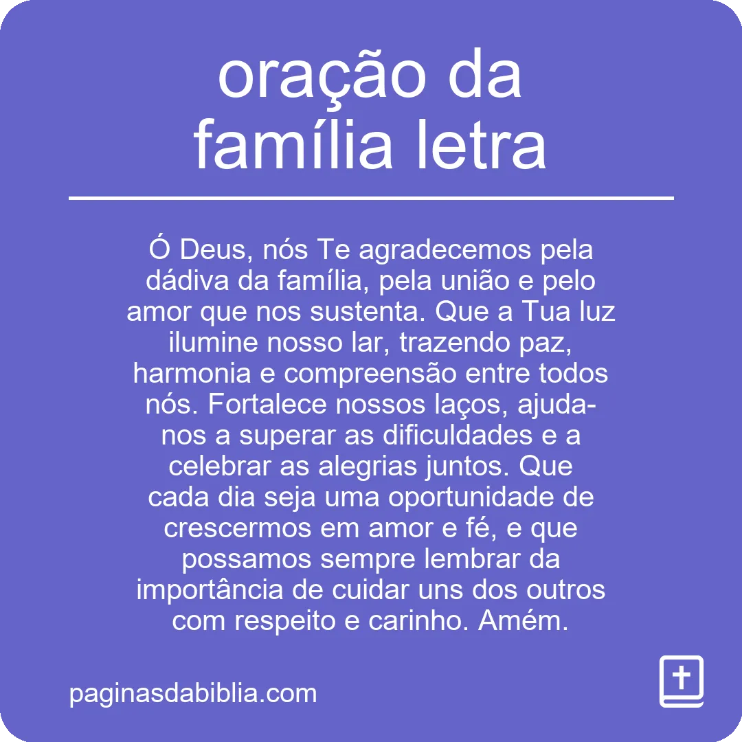 oração da família letra