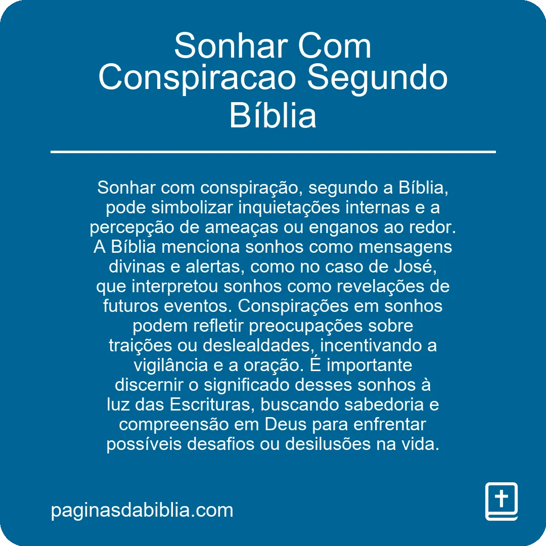 Sonhar Com Conspiracao Segundo Bíblia