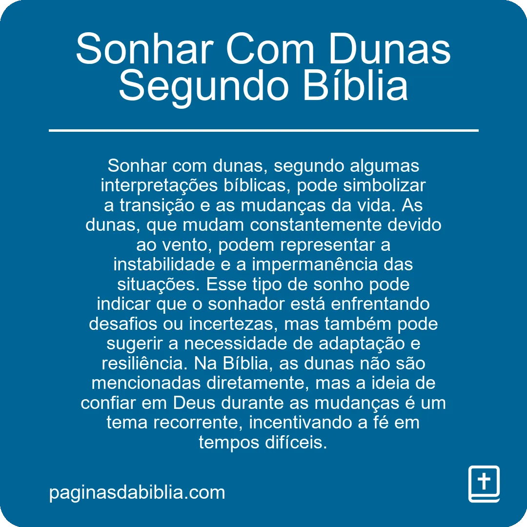 Sonhar Com Dunas Segundo Bíblia