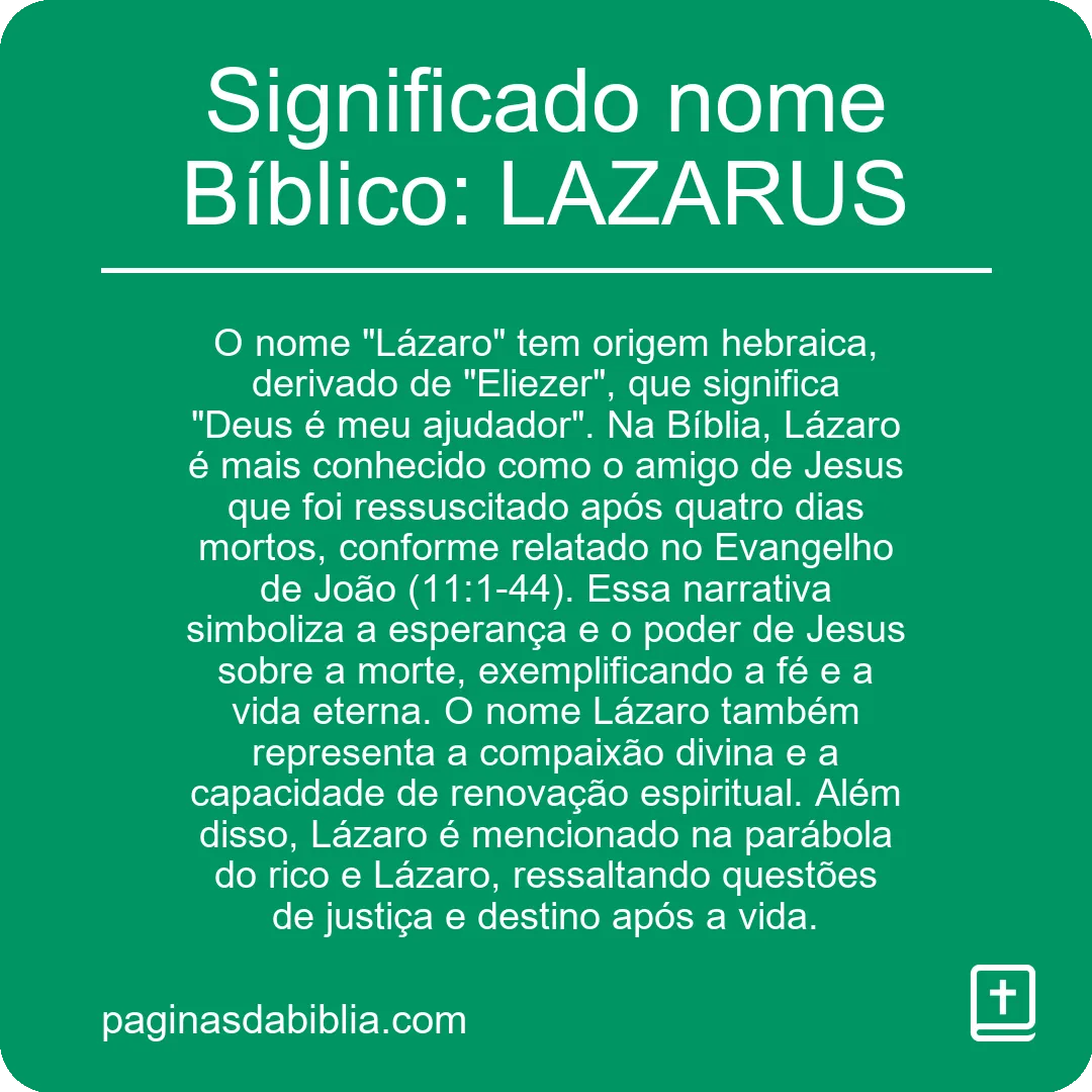 Significado nome Bíblico: LAZARUS