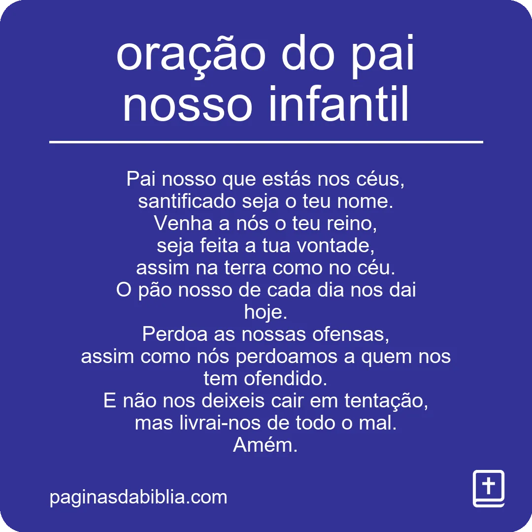 oração do pai nosso infantil